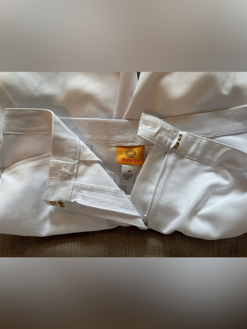 Ruby Rd. White Pants with fun embroidery on hems